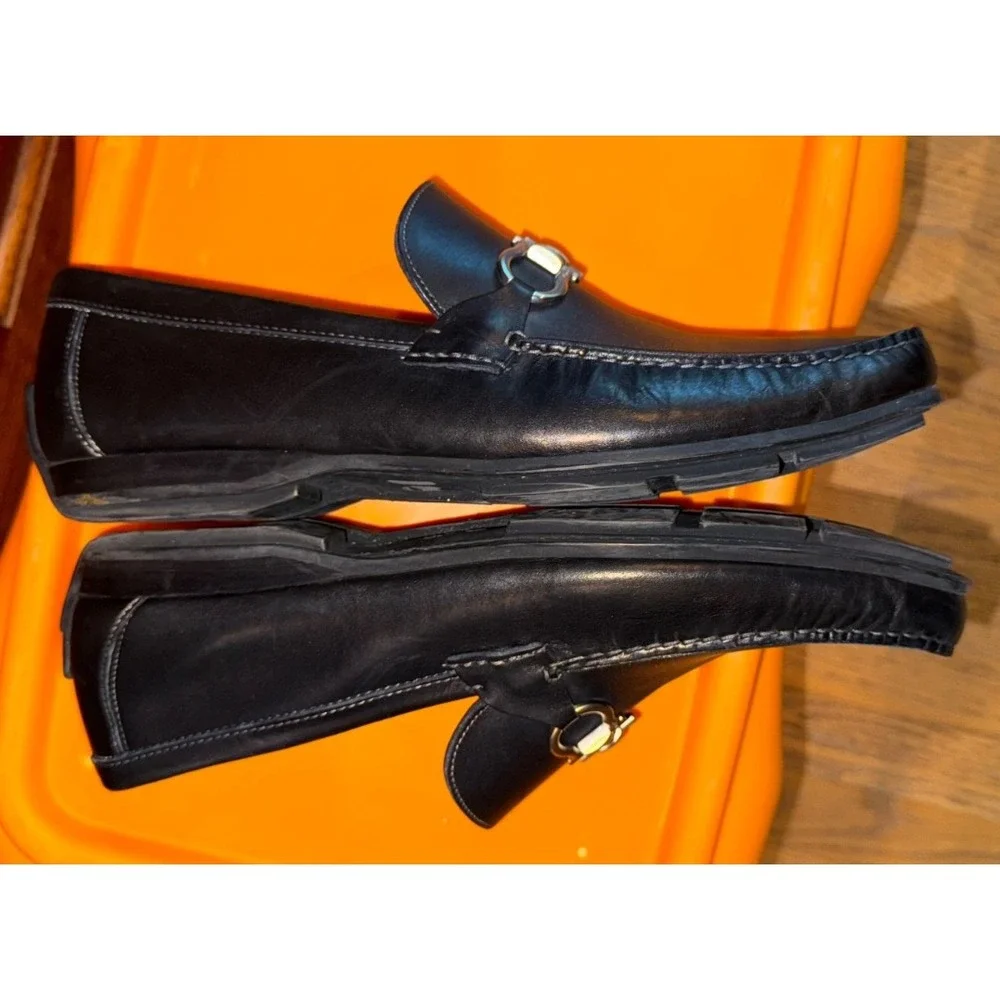 SALVATORE FERRAGAMO PARIGI Black Calf Leather Loafer Men Size 10 EE driving shoe
